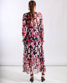 Black Floral Chiffon Maxi Dress