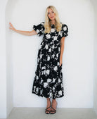 Black and White Dress Puff Sleeves