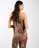 Brown Animal Printed Halter Neck Top back