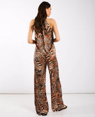 Brown Animal Print Wide Trousers back