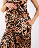 Brown Animal Print Wide Trousers 