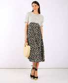 Daisy Spot Puff Sleeve Midi Dress