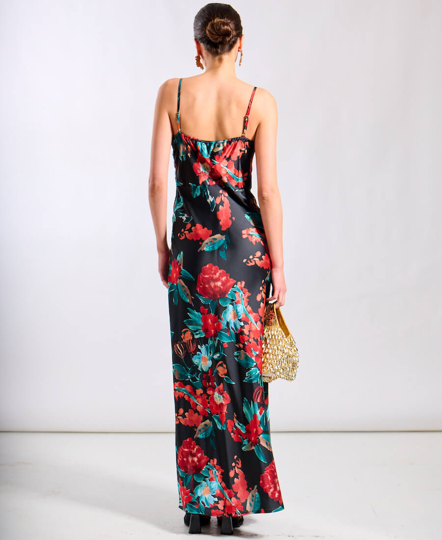 Floral Cowl Neck Maxi Dress