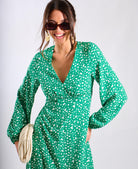 Green Spot Empire Waist Midi Dress