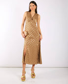 Light Brown Foil Midi Dress