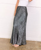 Midi Skirt Silver Satin