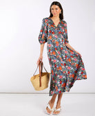 Multicoloured Floral Satin Midi Dress