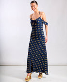 Navy Foil Maxi Dress