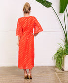 Orange Gold Spots midi dress