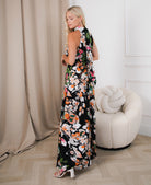 Orange and Black Maxi Dress no sleeves