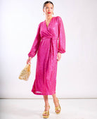 Pink Sequin Wrap Dress