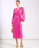 Pink Sequin Wrap Party Dress