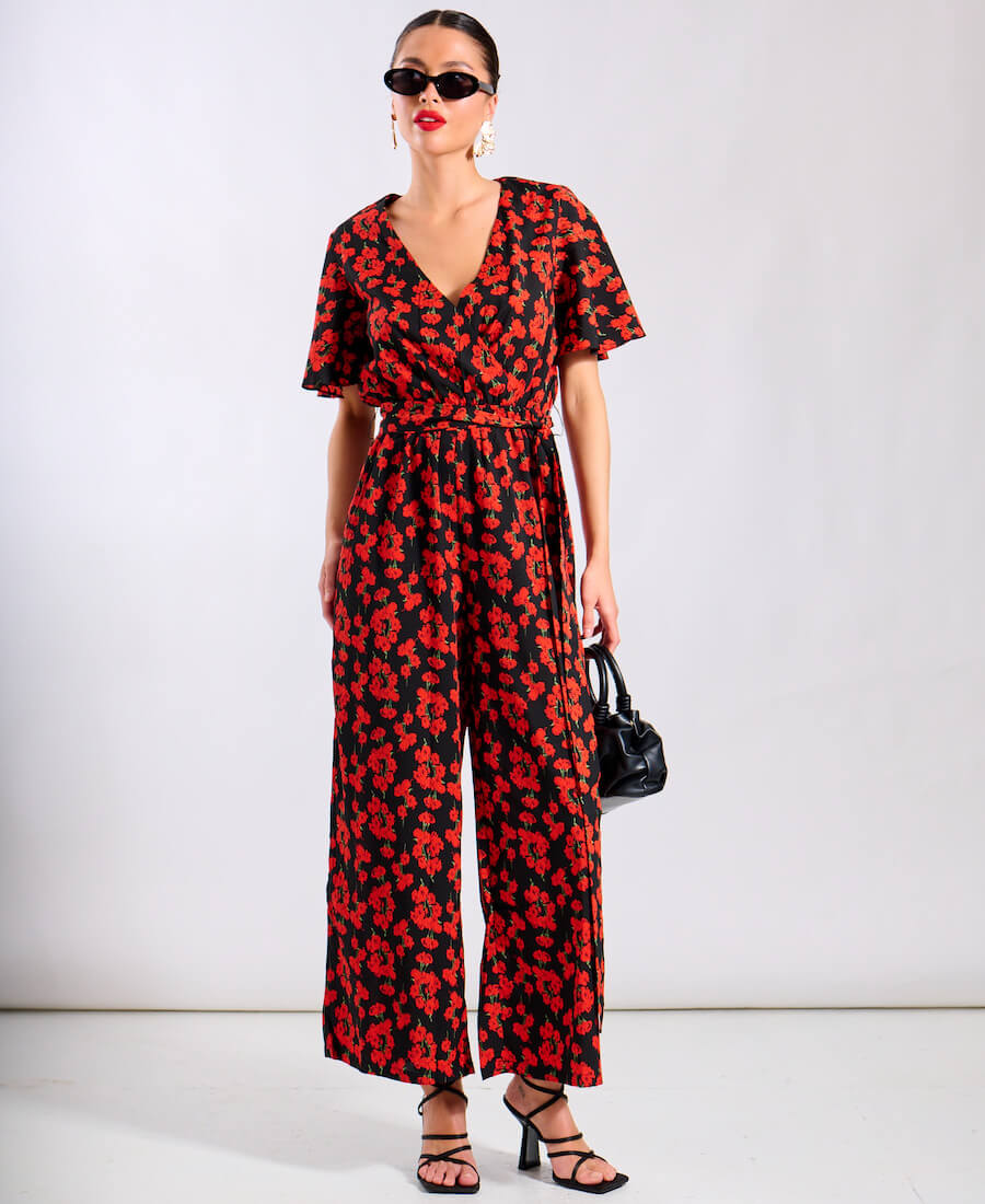 Red Floral Jumpsuit