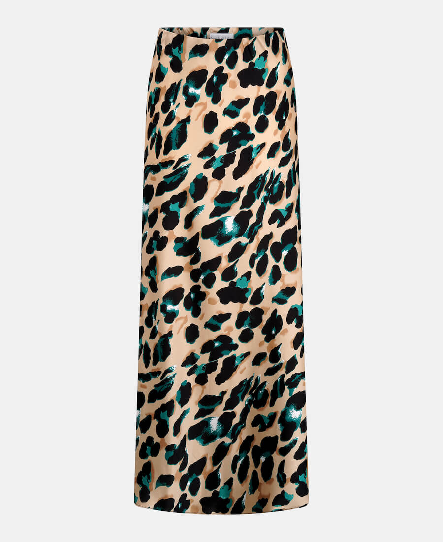 Leopard Satin Maxi Slip Skirt Needs No Label