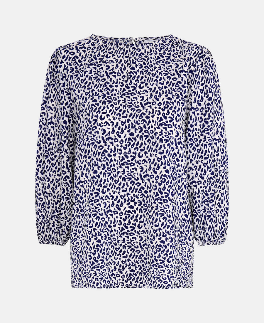 blue animal puff sleeve top