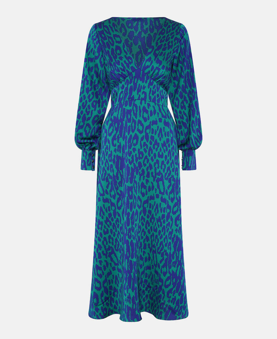 Blue leopard print maxi dress best sale