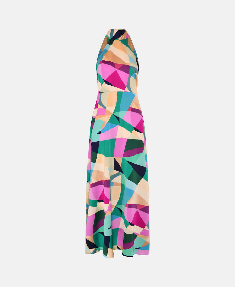 Multicoloured Halter Neck Maxi Dress Needs No Label