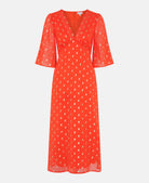 orange quarter sleeve dress