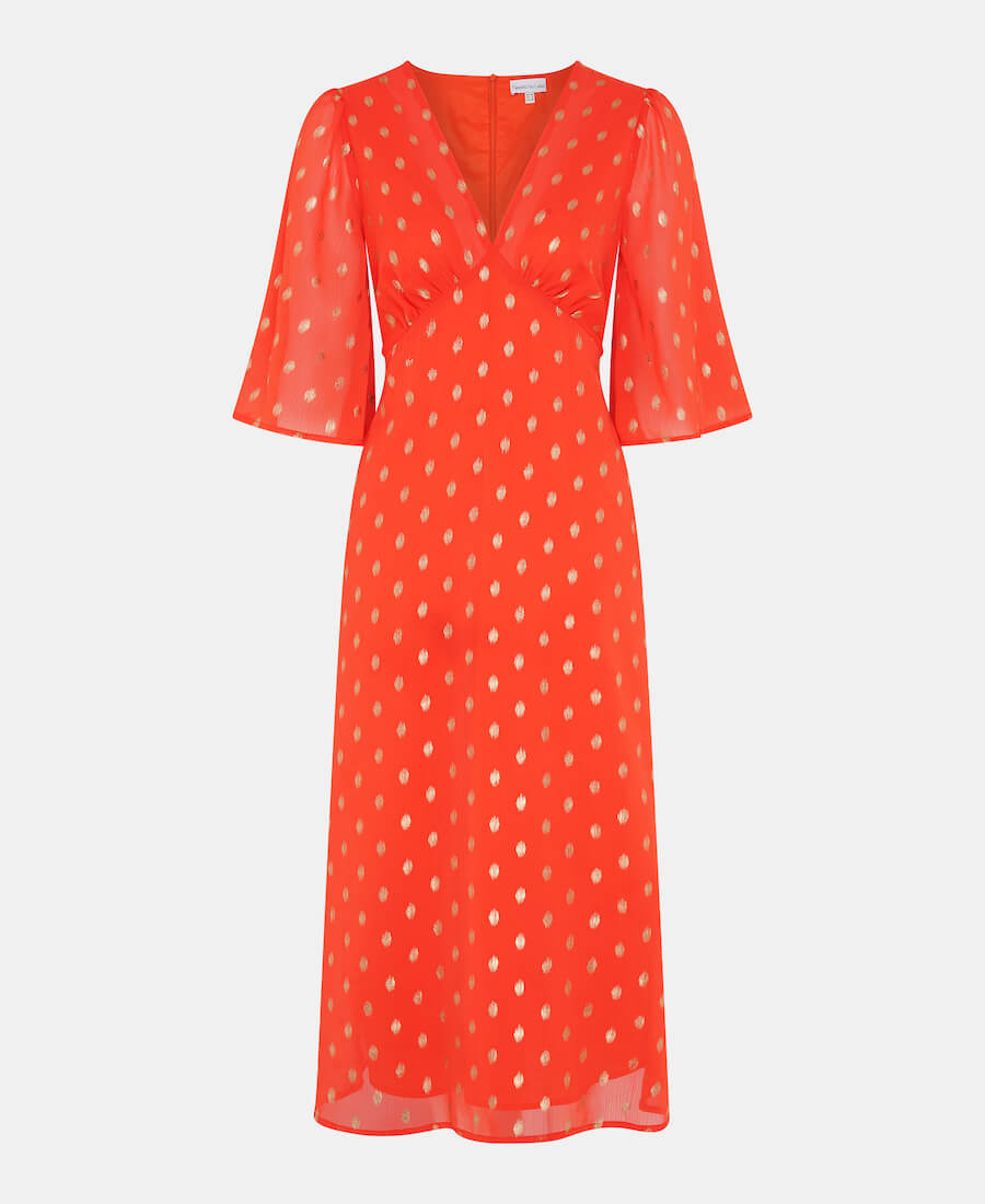 orange quarter sleeve dress