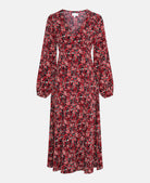 red floral print long sleeve dress