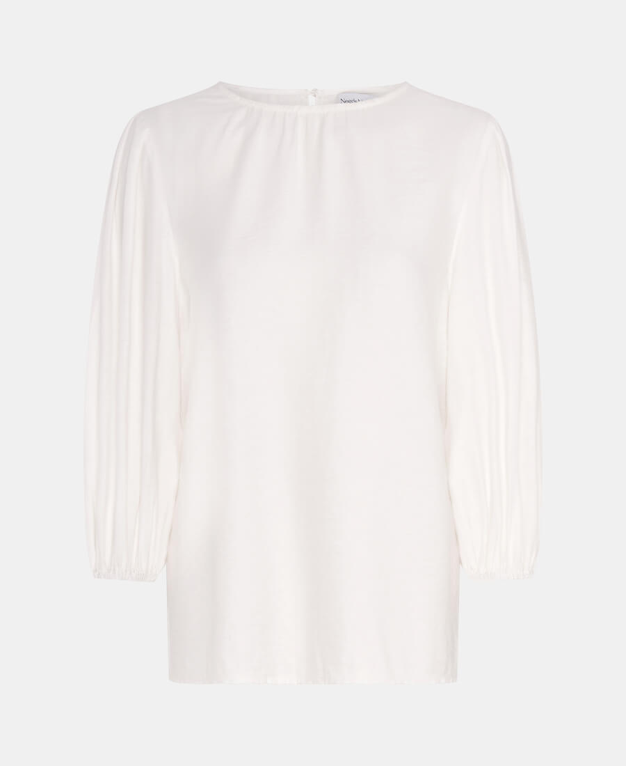 white puff sleeve top