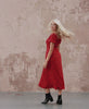 Catwalk Red Animal Sweetheart Neck Midi Dress