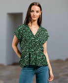 Green Blouse Short Sleeves