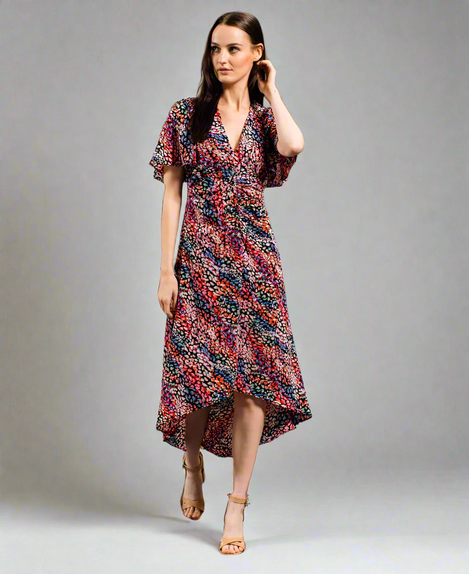 Multi Coloured Animal Ruche Midi Dress Needs No Label