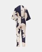 NAVY CREAM LEAF JUMPSUIT