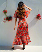 Red Floral Maix Dress